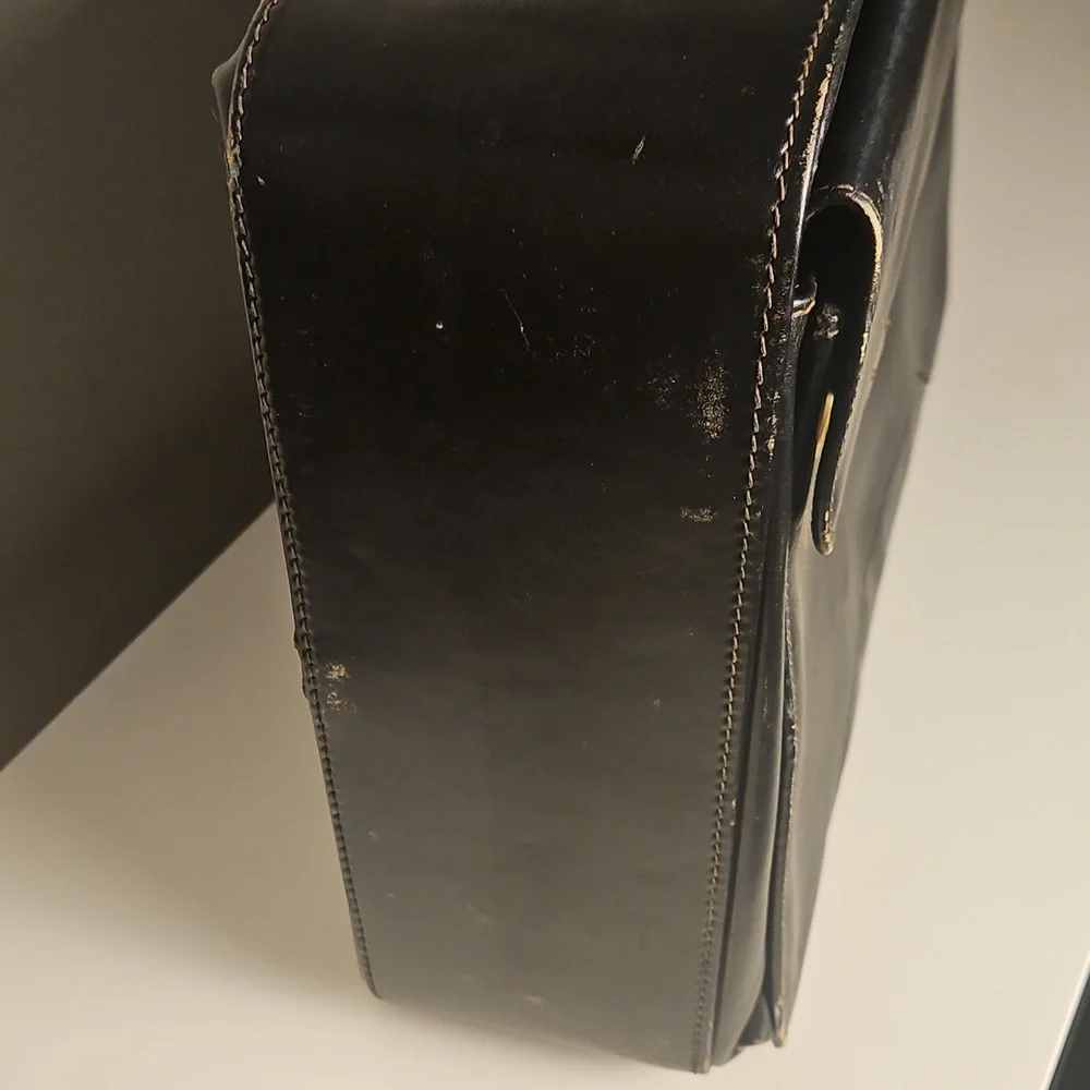 Vintage Principe Black Leather Briefcase Suitcase Luggage Buisness Bag